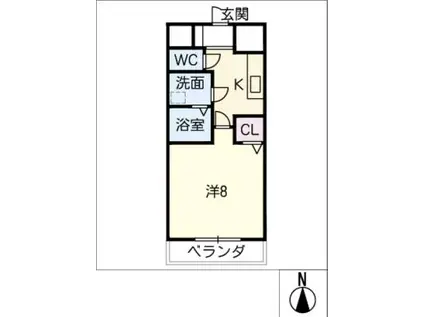 山清ビル(1K/2階)の間取り写真