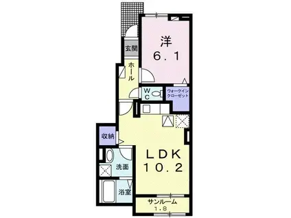 ミルト フリーデ(1LDK/1階)の間取り写真