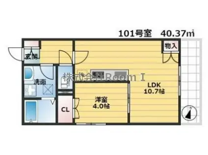 SILVER SWORD・旭化成ヘーベルメゾンHEBEL HAUS(1LDK/1階)の間取り写真