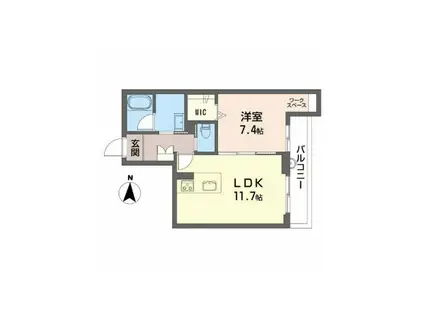 REORIENT 上浜町(1LDK/1階)の間取り写真