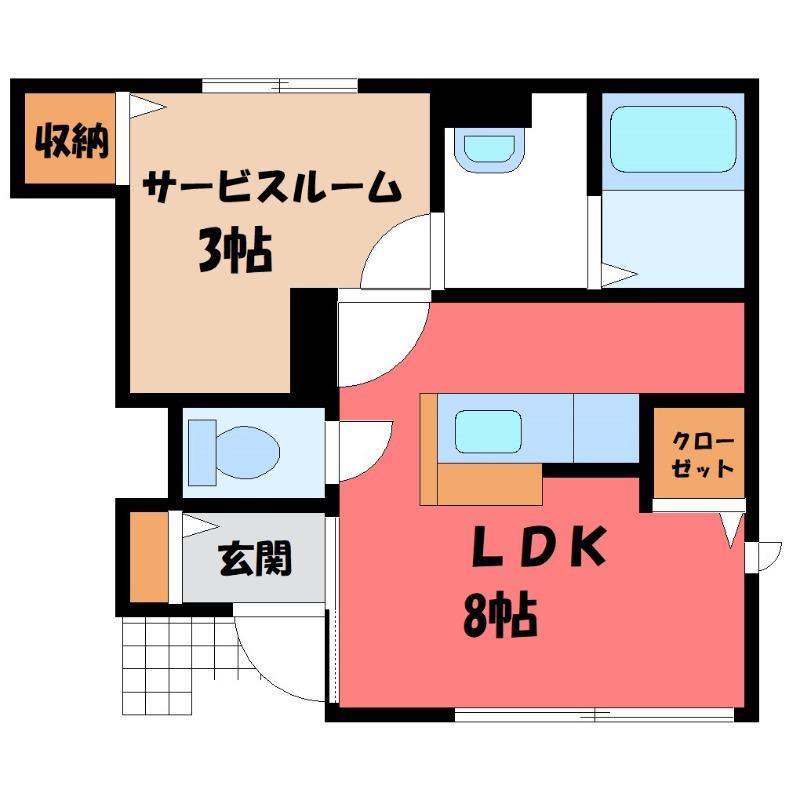 SORA境町(1LDK/1階)の間取り写真