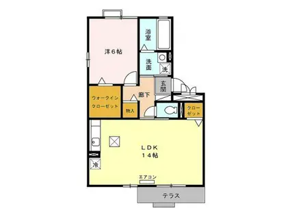 ロジュマンマエバラE(1LDK/1階)の間取り写真