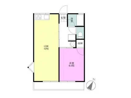 シティハイム白砂 B(1LDK/1階)の間取り写真