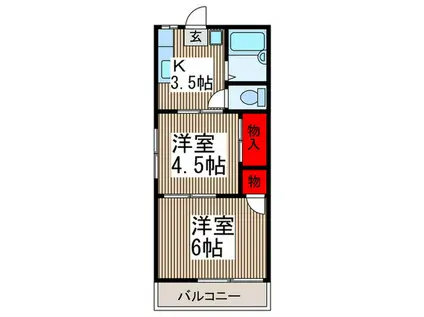 ホ-リーハイツ(2K/2階)の間取り写真