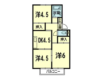 クレヴィア八反田(3DK/1階)の間取り写真