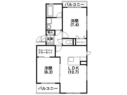 グレイス並木(2LDK/3階)の間取り写真