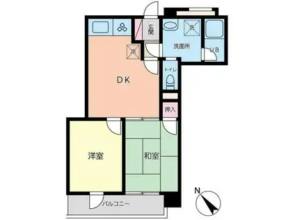 レジデンス横浜III(2DK/3階)の間取り写真