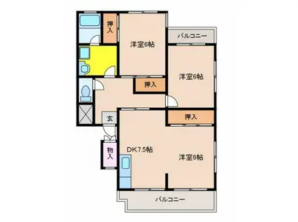 リベーラガーデンI(2LDK/1階)の間取り写真