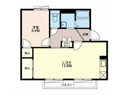 カーサミカド B(1LDK/1階)の間取り写真