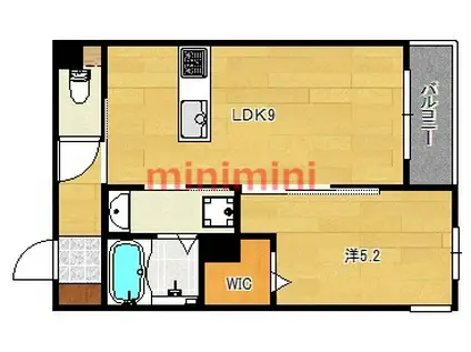 リガーレ主原(1LDK/1階)の間取り写真