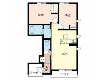 ヴェルチェ橿原運動公園(2LDK/1階)の間取り写真