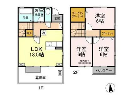 ロイヤルガーデン大野 D(3LDK/1階)の間取り写真