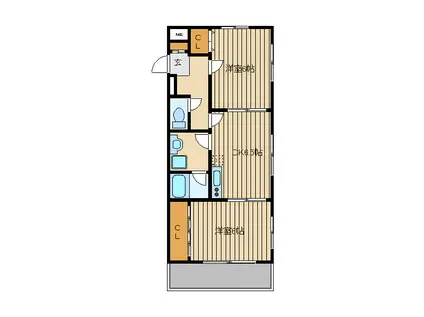 米舛ハウス(2DK/2階)の間取り写真