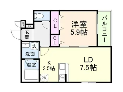 フジパレス教興寺三丁目II(1LDK/3階)の間取り写真