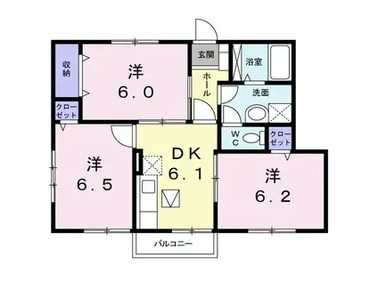 シャトーブリアンIII(3DK/1階)の間取り写真