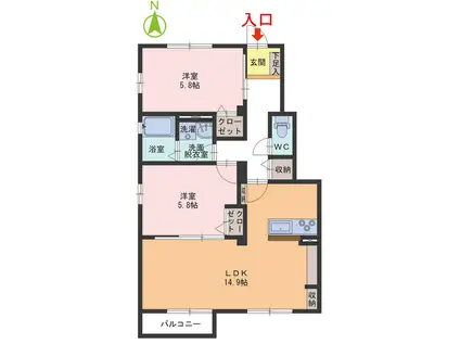 アイメゾン重藤(2LDK/1階)の間取り写真