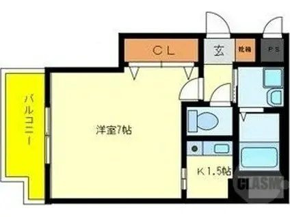 カルム千里(1K/4階)の間取り写真