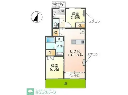 カーネ ビアンコ(2LDK/1階)の間取り写真