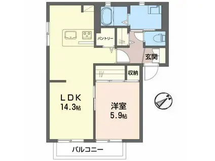 ファミールフジ(1LDK/1階)の間取り写真
