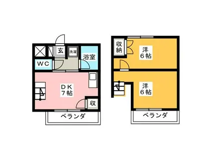 ヴィラ・マンハッタン(2DK/3階)の間取り写真