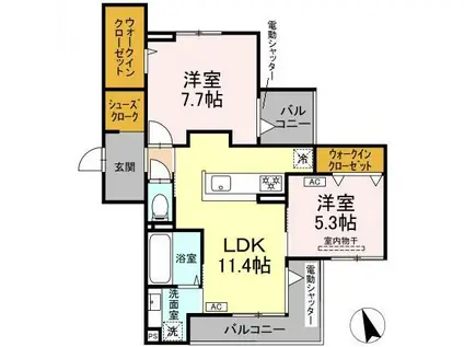 シェーンブルーメ横浜(2LDK/3階)の間取り写真