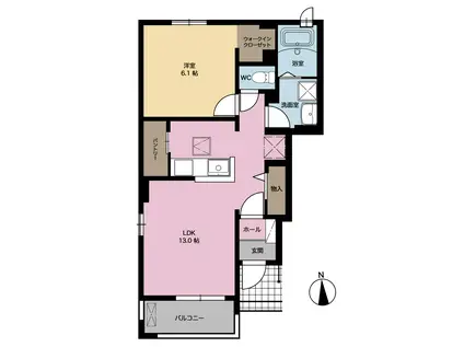 ベルコロレII(1LDK/1階)の間取り写真