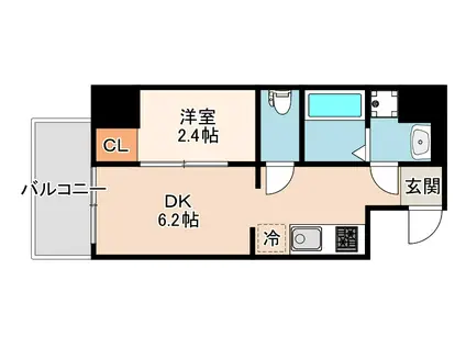 SOAR SHINIMAMIYA(1DK/6階)の間取り写真