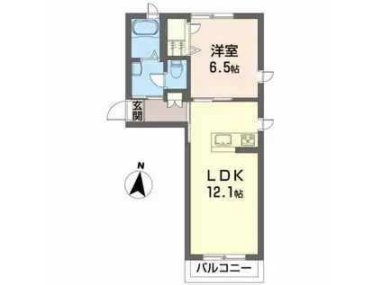 シャーメゾン住吉(1LDK/1階)の間取り写真