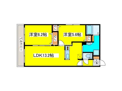 アクアトピア真栄(2LDK/3階)の間取り写真