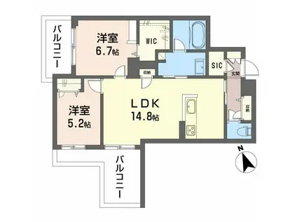 ピアヌーラ祇園(2LDK/2階)の間取り写真