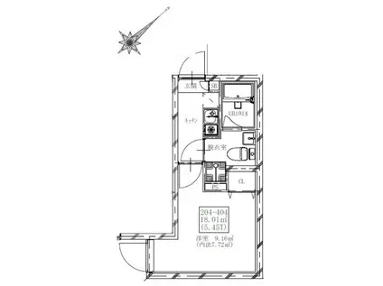 フラシア北赤羽(1K/2階)の間取り写真