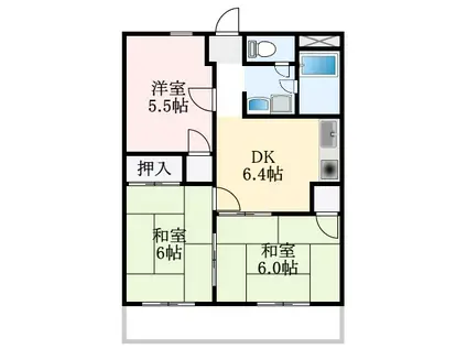 石坂スカイハイツ(3DK/6階)の間取り写真