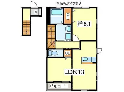 サンローズB(1LDK/2階)の間取り写真