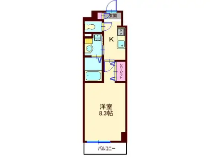 フォルトゥーナ(1K/1階)の間取り写真