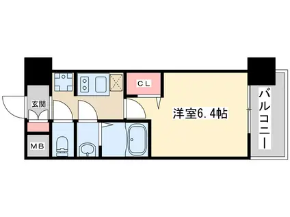 プレサンス新大阪イオリア(1K/9階)の間取り写真