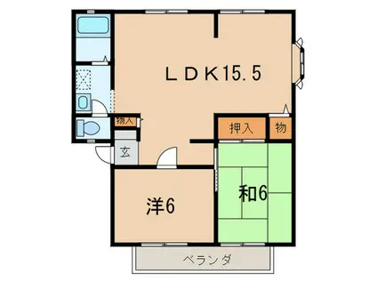 サンライフ松田(2LDK/2階)の間取り写真