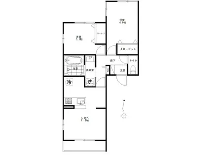 イーストピークヴィオレ(2LDK/2階)の間取り写真