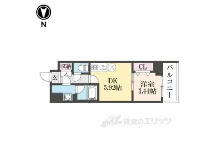 阪急京都線 西京極駅 徒歩18分 7階建 築1年(1DK/5階)の間取り写真