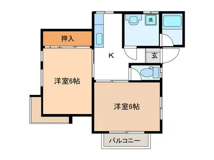 ルファール自由ヶ丘(2K/1階)の間取り写真