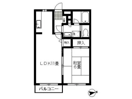 ガーデンハウス(1LDK/2階)の間取り写真