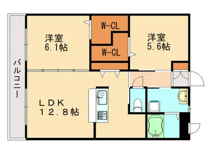 マメゾン潤野II(2LDK/1階)の間取り写真