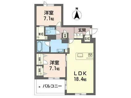 ノヴェルデ押堀(2LDK/2階)の間取り写真