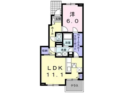 エスポワールB(1LDK/1階)の間取り写真