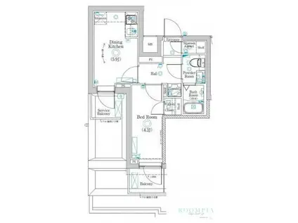 ラフィスタ品川戸越(1DK/5階)の間取り写真