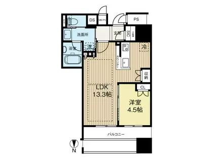 ワコーレ大阪新町タワーレジデンス(1LDK/14階)の間取り写真