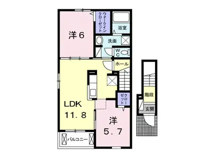 ファイン ヴィラ III A(2LDK/2階)の間取り写真