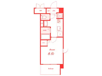 フォレストコート湘南(1K/2階)の間取り写真