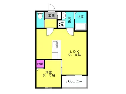 フェリーチェ浜の宮公園(1LDK/1階)の間取り写真