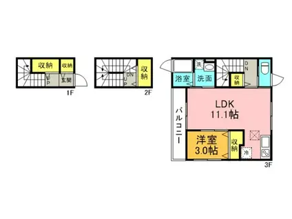 メゾンカリーノ牛田新町N01(1LDK/3階)の間取り写真