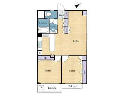 日米ビル(2LDK/7階)の間取り写真